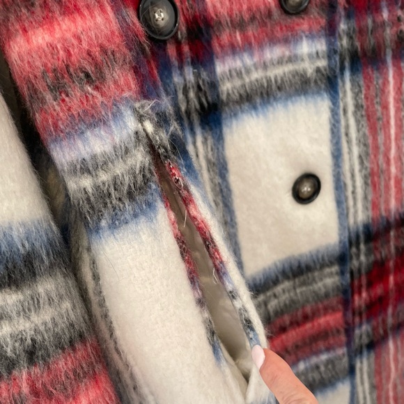 ASOS Red and Blue Plaid Trench Coat - Picture 8 of 16